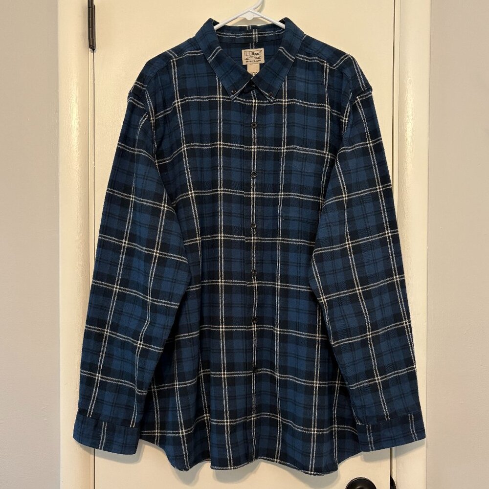 L.L. Bean Blue and Black Plaid Button-Down Shirt